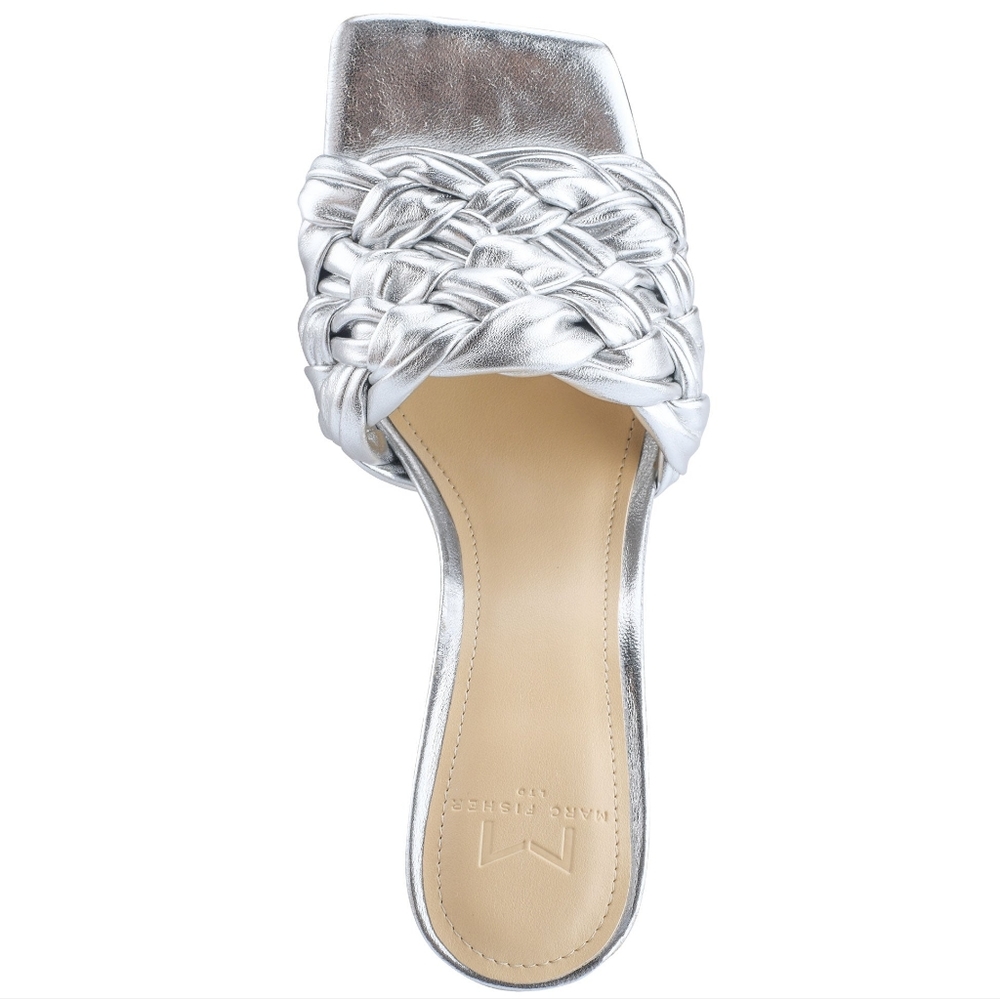 Marc Fisher LTD Draya Braided Sandal (Women)Size 7.5M Silver metallic leather c - Picture 3 of 10
